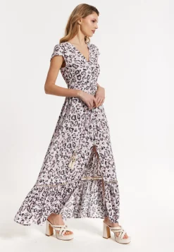 Animal Print Maxi Dress with Front Slit