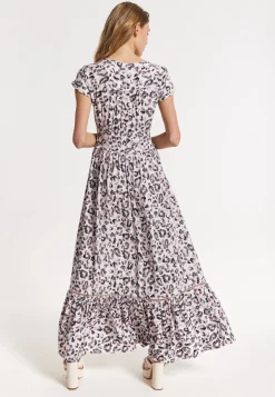 Animal Print Maxi Dress with Front Slit
