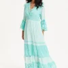 Aqua Lace Tiered Maxi Dress