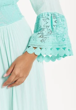 Aqua Lace Tiered Maxi Dress