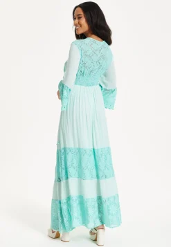 Aqua Lace Tiered Maxi Dress