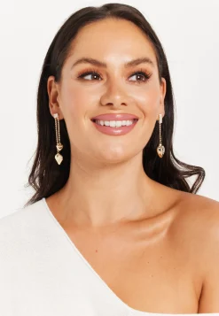 Asymmetric Heart Long Gold Earring