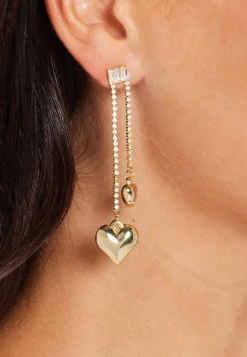 Asymmetric Heart Long Gold Earring