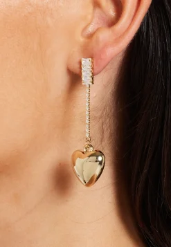Asymmetric Heart Long Gold Earring