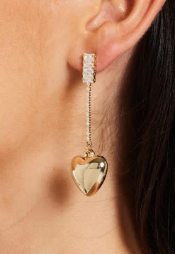 Asymmetric Heart Long Gold Earring