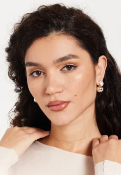 Ball Stud Earrings Gold with Pearls