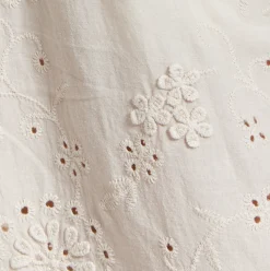 Beige Embroidered Wide Leg Trousers