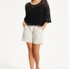 Black Knitted Crochet Lace Top