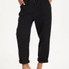 Black Relaxed Fit Tapered Trousers