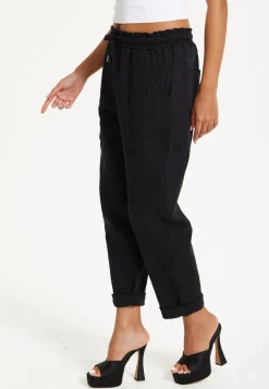 Black Relaxed Fit Tapered Trousers