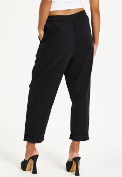 Black Relaxed Fit Tapered Trousers