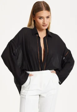Black Sheer Relaxed Fit Shirt