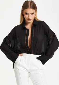 Black Sheer Relaxed Fit Shirt