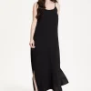 Black Strappy Split Hem Maxi Dress
