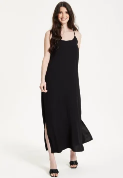 Black Strappy Split Hem Maxi Dress
