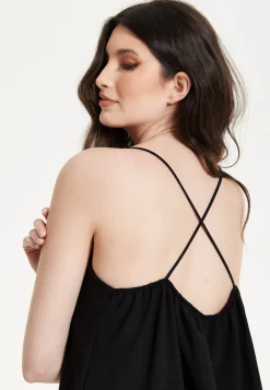 Black Strappy Split Hem Maxi Dress