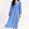 Blue And White Striped Maxi Dress