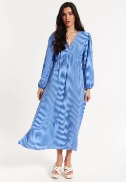 Blue And White Striped Maxi Dress
