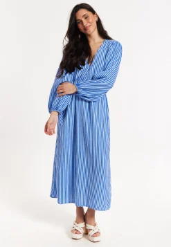 Blue And White Striped Maxi Dress
