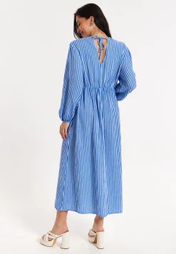 Blue And White Striped Maxi Dress