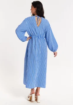 Blue And White Striped Maxi Dress