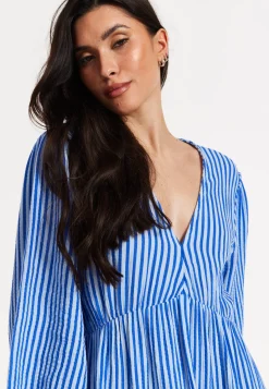 Blue And White Striped Maxi Dress