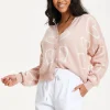 Blush Pink Heart Print Cardigan