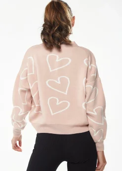 Blush Pink Heart Print Cardigan