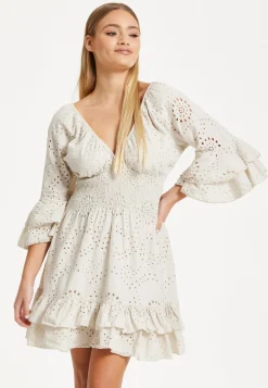 Cream Broderie Anglaise Mini Dress