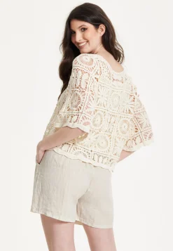 Cream Knitted Lace Crochet Top