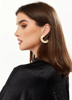 Divine Grace Flattened Hoop Earrings in Gold