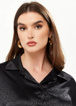 Divine Grace Flattened Hoop Earrings in Gold