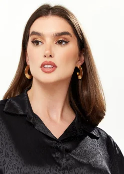 Divine Grace Flattened Hoop Earrings in Gold