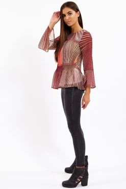 Divine Grace Multicolour Print Pleated Blouse