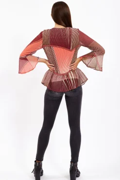 Divine Grace Multicolour Print Pleated Blouse