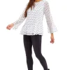 Divine Grace White Polka Dots Pleated Blouse