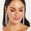 Elegant Rhinestone Tassels Long Dangle Earrings in Grey