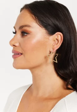 Five-Pointed Star Diamond Earrings Gold