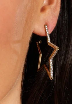 Five-Pointed Star Diamond Earrings Gold