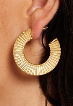 Flat Frill Hoop Gold  Earrings