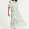 Floral Embroidered Wrap Front Maxi Dress