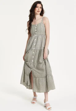 Gingham Tiered Maxi chekered Dress