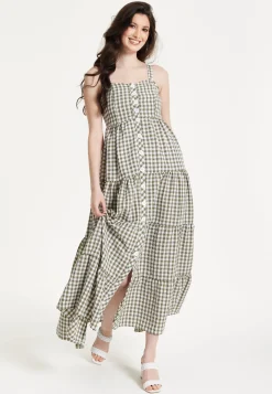 Gingham Tiered Maxi chekered Dress