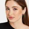 Gold Heart and Green Beans Earring
