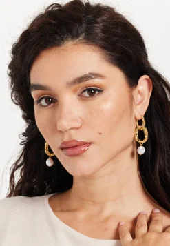 Gold Pearl Drop Earrings