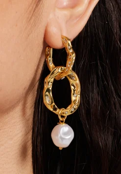 Gold Pearl Drop Earrings