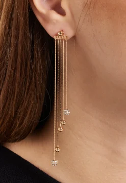 Gold Tassel Earrings with Rhinestone