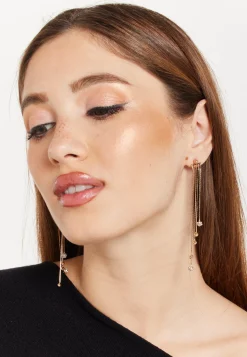 Gold Tassel Earrings with Rhinestone