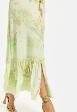 Green Floral Off Shoulder Maxi Dress