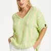 Green Striped Summer Knit Top